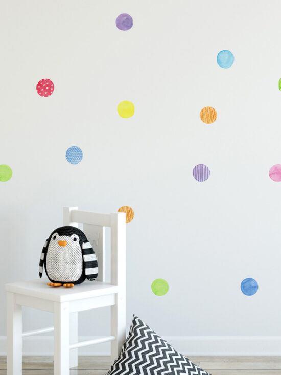 Watercolor Rainbow Polka Dots wall decals - DecoBeez